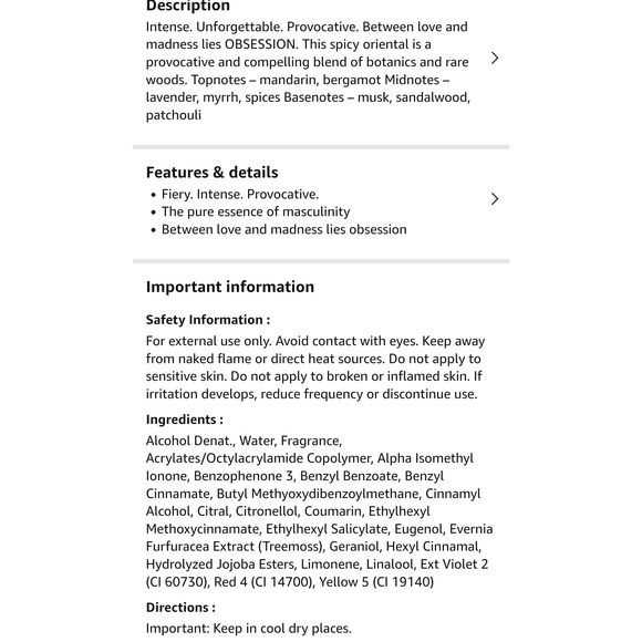 Calvin Klein Obsession for Men! 6.7 FL OZ! Cologne. New in Box. Retail $106! - Picture 5 of 5